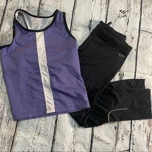 Champion Workout set, top w built in bra & black pants, small, EUC, from the 90s